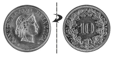 10 centimes 1957, Position normale