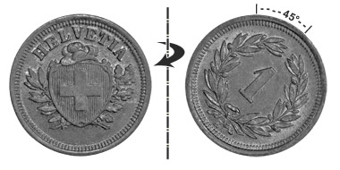 1 centime 1930, 45° tourné