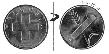 1 Rappen 1951, 45° verdreht