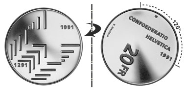 20 francs 1991, 120° tourné