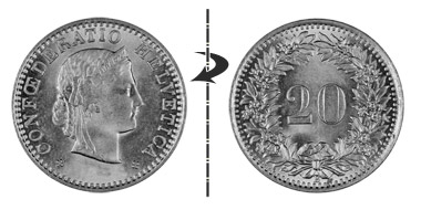 20 centimes 1962, Normal position