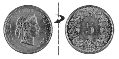 5 centimes 1906, Normal position