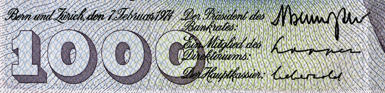 1000 francs, 1974