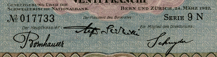 20 Franken, 1927